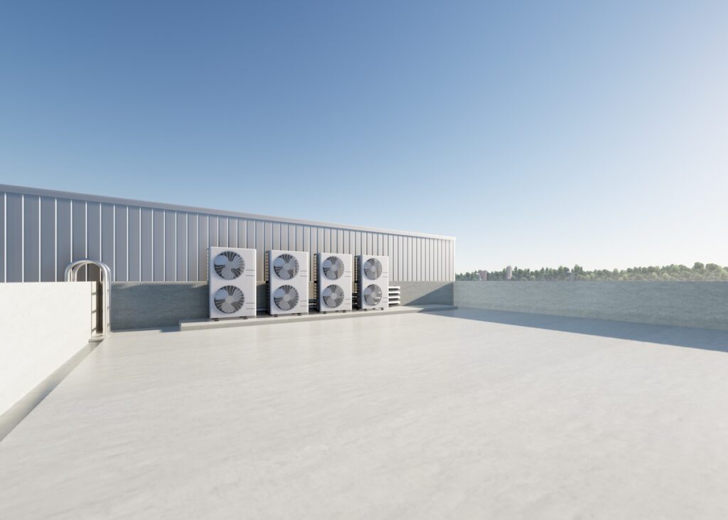 TPO roofing system on commercial building
